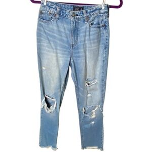 Abercrombie & Fitch sz 24/00R Blue High Rise Annie Girlfriend Frayed Hem Jean